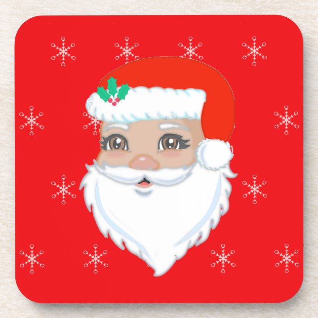 Cute Santa Claus Beverage Coaster (Front)