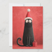 Cute Santa Claus Black Cat for Animal Lover