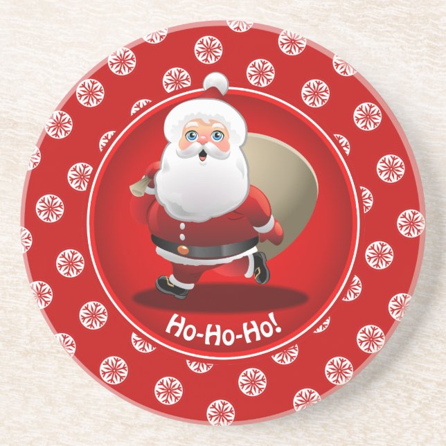 Cute Santa Claus Cartoon Drink Coaster (Front)