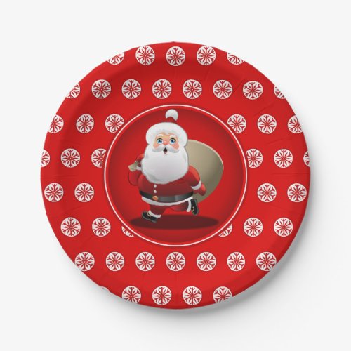 Cute Santa Claus Cartoon Paper Plates