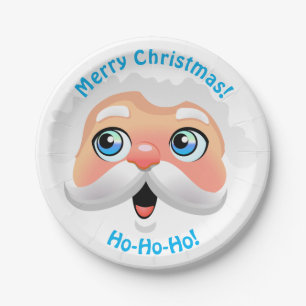 Cute Santa Claus Cartoon Paper Plates