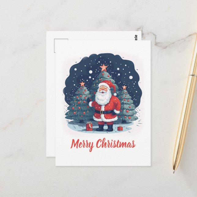 Cute Santa Claus Cartoon Postcard (Front/Back In Situ)
