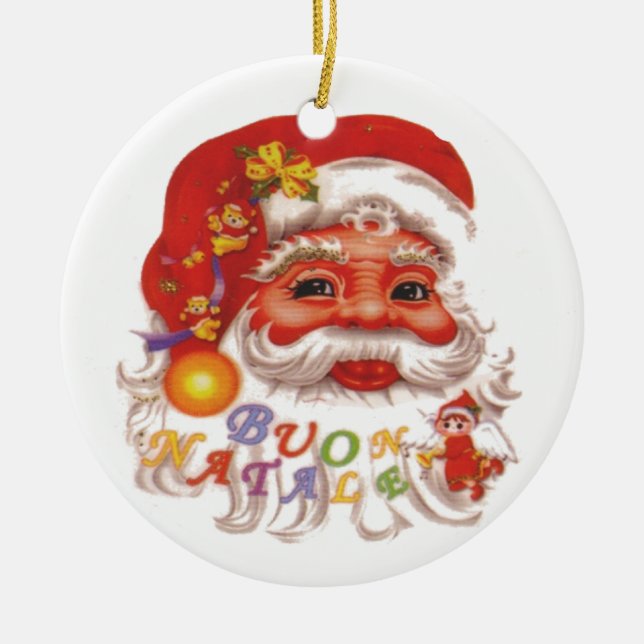 Cute Santa Claus Ceramic Ornament (Front)