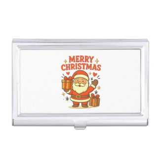 Cute Santa Claus Christmas Art- Merry Christmas Business Card Case