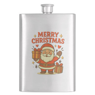 Cute Santa Claus Christmas Art- Merry Christmas  Flask