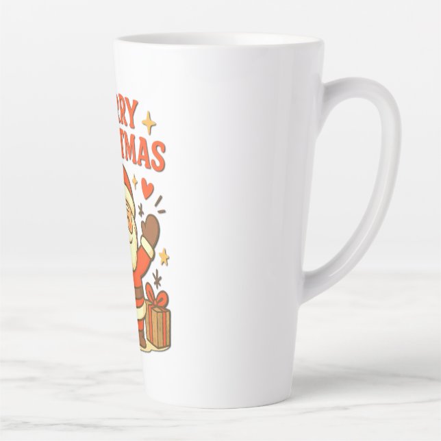  Cute Santa Claus Christmas Art –  Merry Christmas Latte Mug (Right)