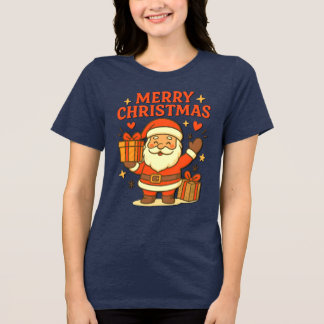 Cute Santa Claus Christmas Art – Merry Christmas Tri-Blend Shirt