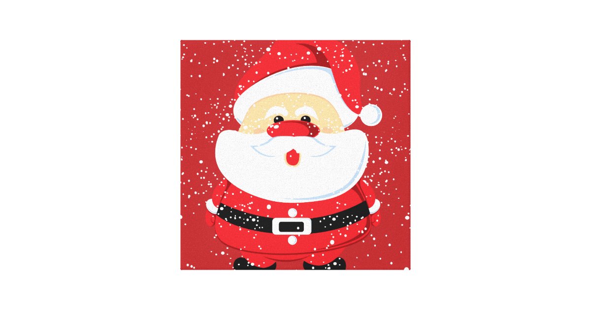 Cute Santa Claus Christmas Custom Canvas Print Zazzle Com