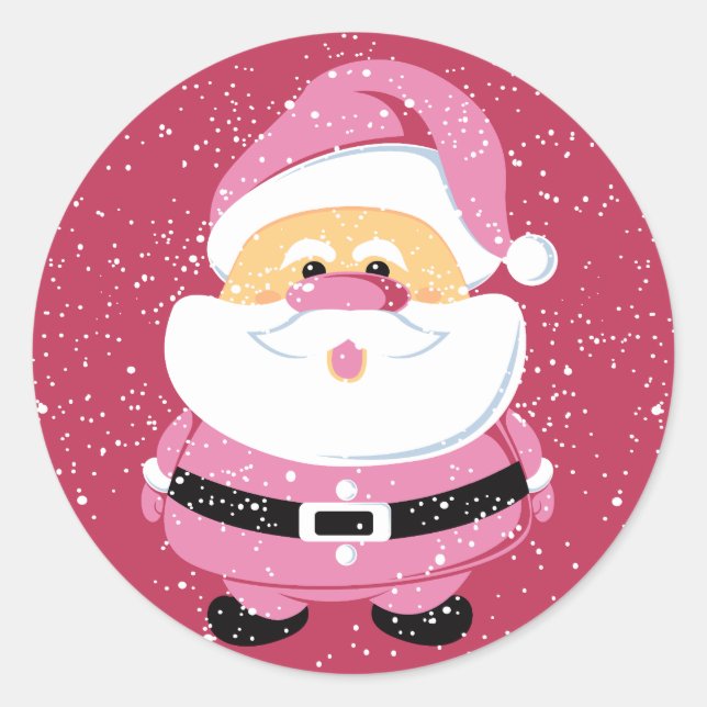 Cute Santa Claus Christmas custom Classic Round Sticker (Front)