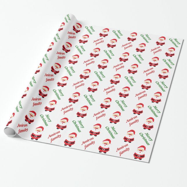 Cute Santa Claus Christmas custom personalized Wrapping Paper (Unrolled)