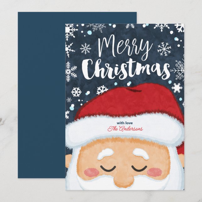 Cute Santa Claus Christmas Greeting Card (Front/Back)