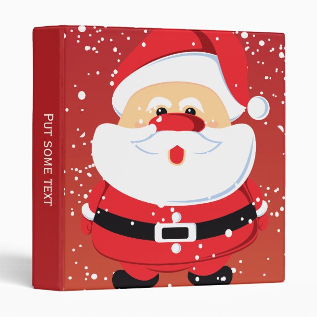 Cute Santa Claus Christmas holiday red 3 Ring Binder (Front/Spine)