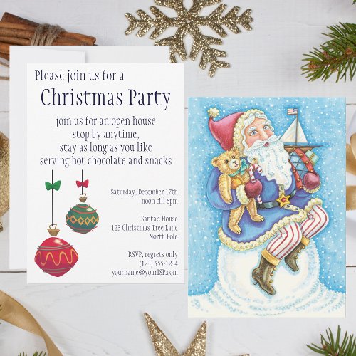 Cute Santa Claus Christmas Party Invitation