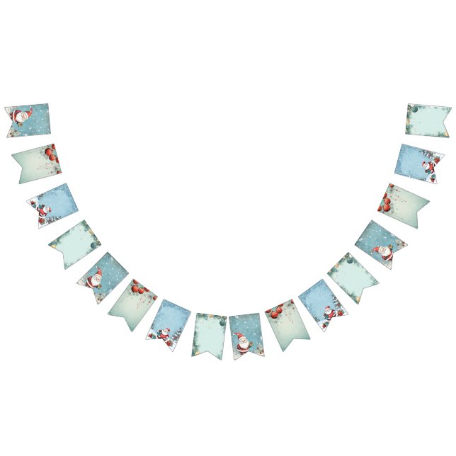 Cute Santa Claus Christmas Party Invitation Bunting Flags (All)