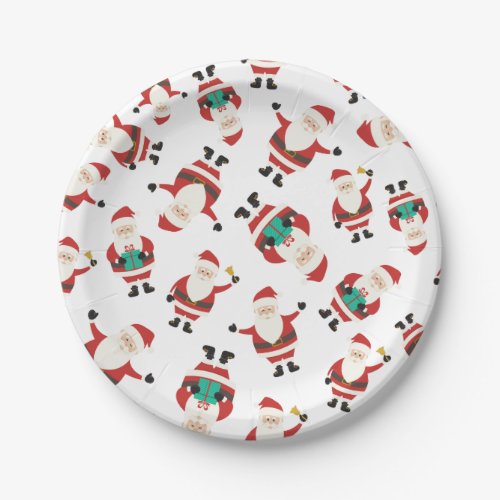 Cute Santa Claus Christmas Pattern Paper Plates