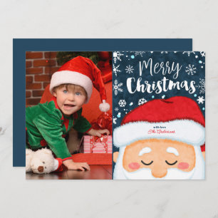 Cute Santa Claus Christmas Photo Greeting Card