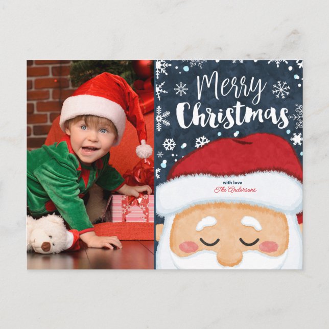 Cute Santa Claus Christmas Photo Post Card (Front)