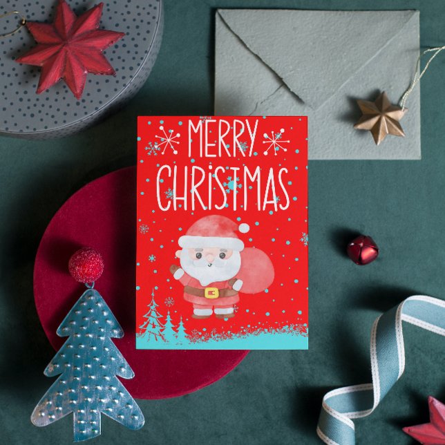 Cute Santa Claus Christmas Red Postcard (Creator Uploaded)