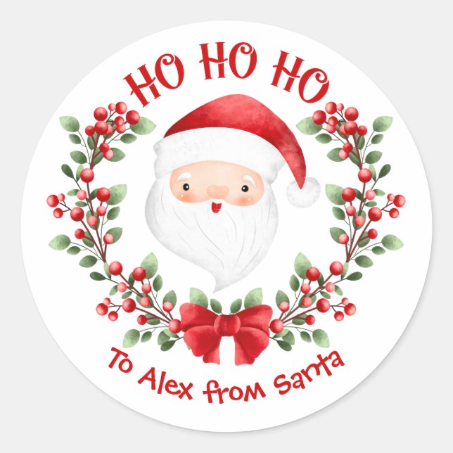 Cute Santa Claus Christmas Round Sticker (Front)