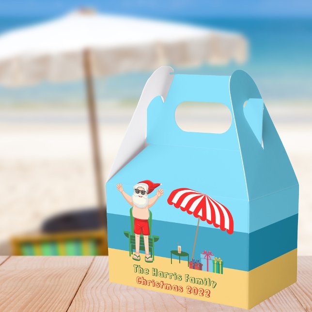 Cute Santa Claus Custom Beach Christmas Party Favor Boxes (Creator Uploaded)