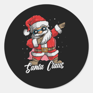 cute santa claus dabbing dance illustrationSticker Classic Round Sticker