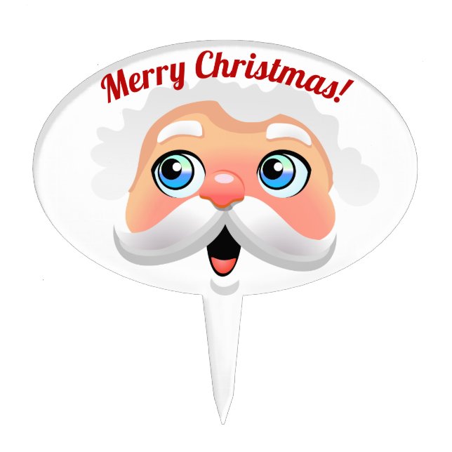 Cute Santa Claus Face Cartoon Cake Topper (Front)