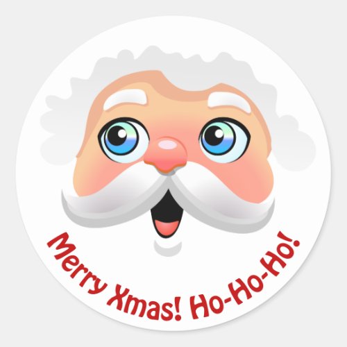 Cute Santa Claus Face Cartoon Classic Round Sticker