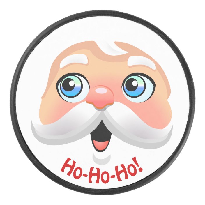 Cute Santa Claus Face Cartoon Hockey Puck | Zazzle.com