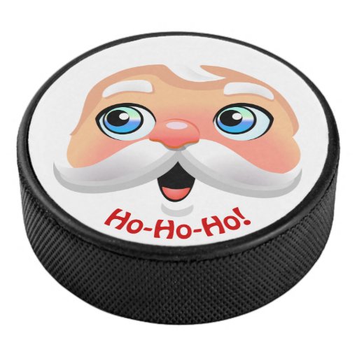 Cute Santa Claus Face Cartoon Hockey Puck | Zazzle