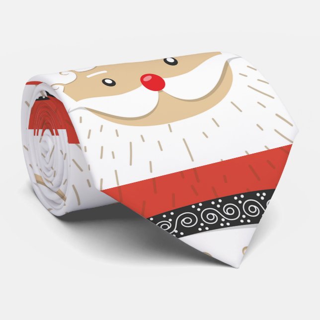 Cute Santa Claus Face Christmas Neck Tie (Rolled)