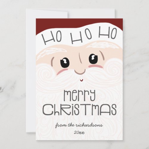 Cute Santa Claus Face Ho Ho Ho Merry Christmas Holiday Card