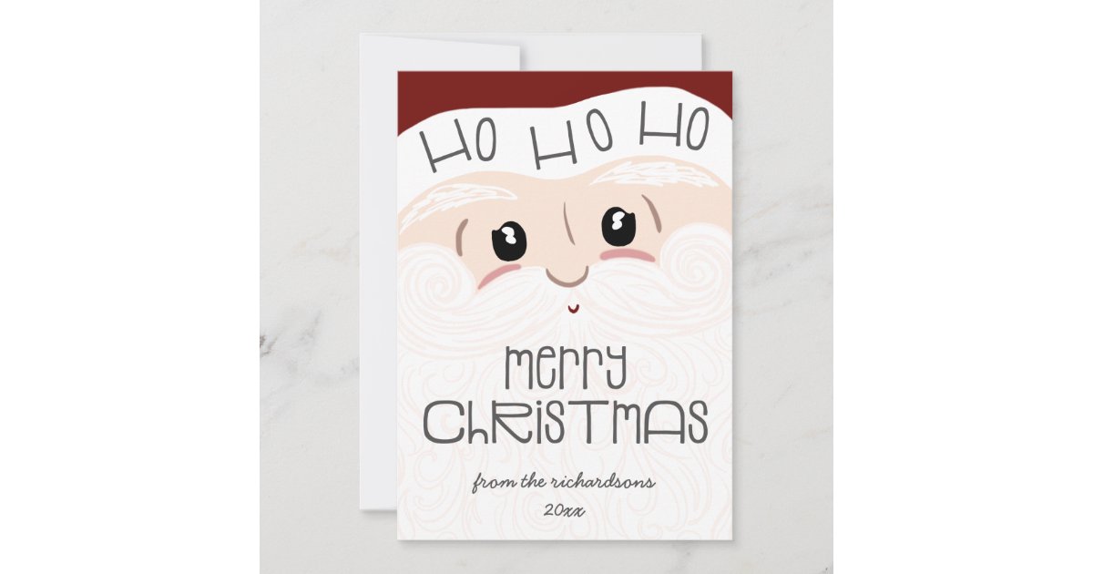 Cute Santa Claus Face Ho Ho Ho Merry Christmas Holiday Card | Zazzle