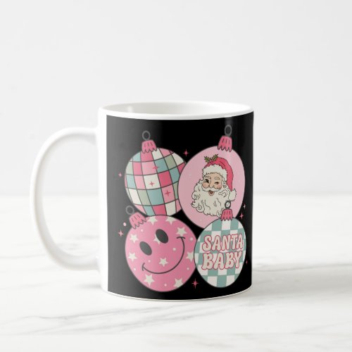 Cute Santa Claus Face Pink Groovy Christmas Balls  Coffee Mug