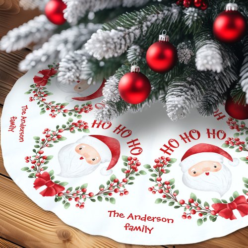 Cute Santa Claus Family Name Christmas Tree Skirt