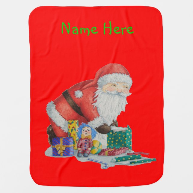 Cute santa claus getting ready for Christmas Receiving Blanket (Front)