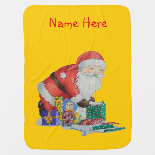 Cute santa claus getting ready for Christmas Swaddle Blanket (Front)