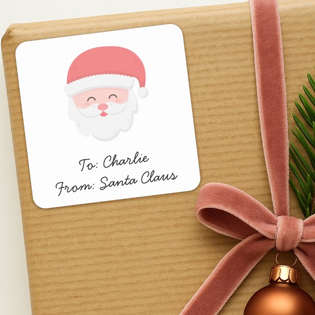 Cute Santa Claus Gift Label | Christmas Sticker (Cute Santa Claus gift label Christmas present stickers for kids)