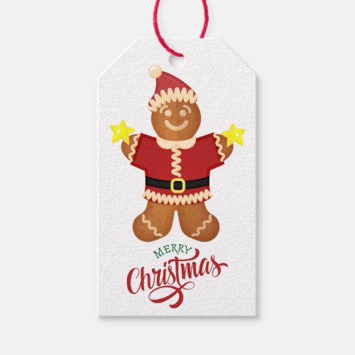 Cute Santa Claus Gingerbread Man Gift Tags