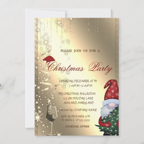 Cute Santa ClausGlassCorporate Christmas Party Invitation