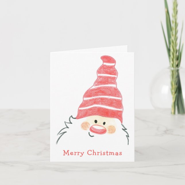 Cute Santa Claus Gnome Christmas Holiday Card (Front)