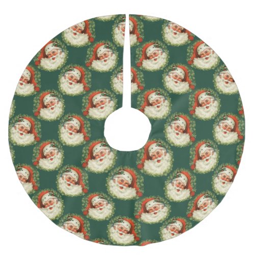 Cute Santa Claus Happy Face Christmas Brushed Polyester Tree Skirt