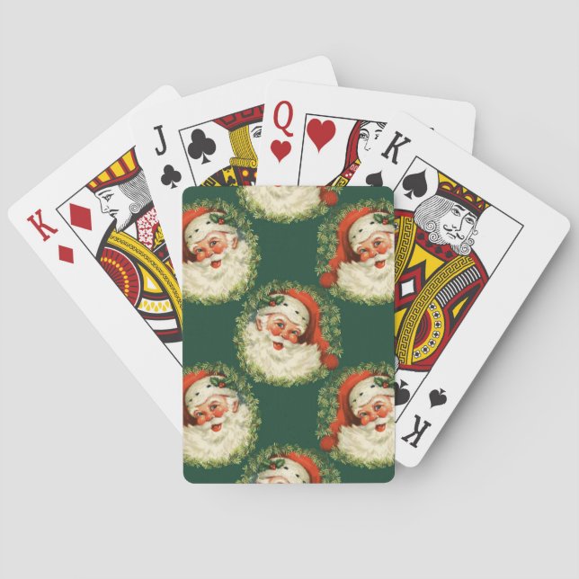 Cute Santa Claus Happy Face Christmas   Poker Cards (Back)