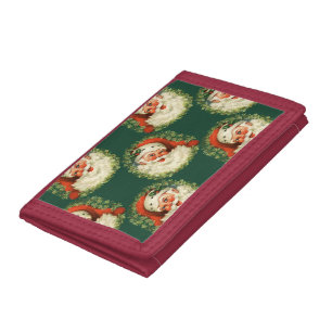 Cute Santa Claus Happy Face Christmas Tri-fold Wallet