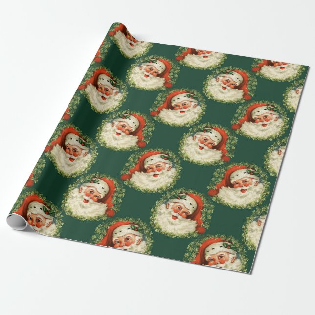 Cute Santa Claus Happy Face Christmas Wrapping Paper (Unrolled)