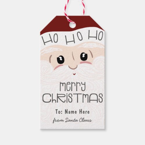 Cute Santa Claus Ho Ho Ho Merry Christmas Gift Tags