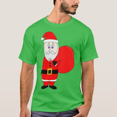 Cute Santa Claus Holding Bag of Gifts T_Shirt