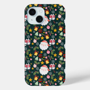 Cute Santa Claus Holiday Seamless Pattern iPhone 15 Case