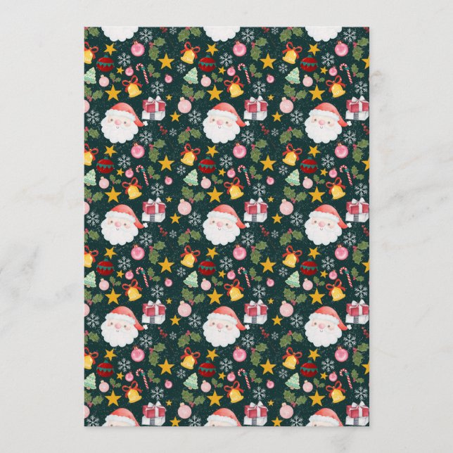 Cute Santa Claus Holiday Seamless Pattern Invitation (Front)