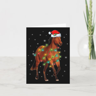 Cute Santa Claus Horse Xmas Tree Lights Merry Chri Card