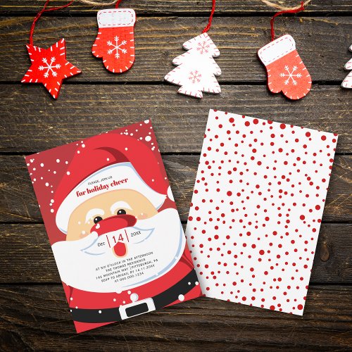 Cute Santa Claus in red Christmas holiday party Invitation